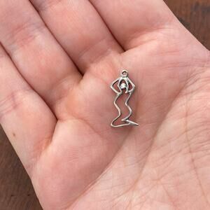 Vintage 925 Sterling Silver Dancing Woman Silhouette Pendant Bracelet Charm